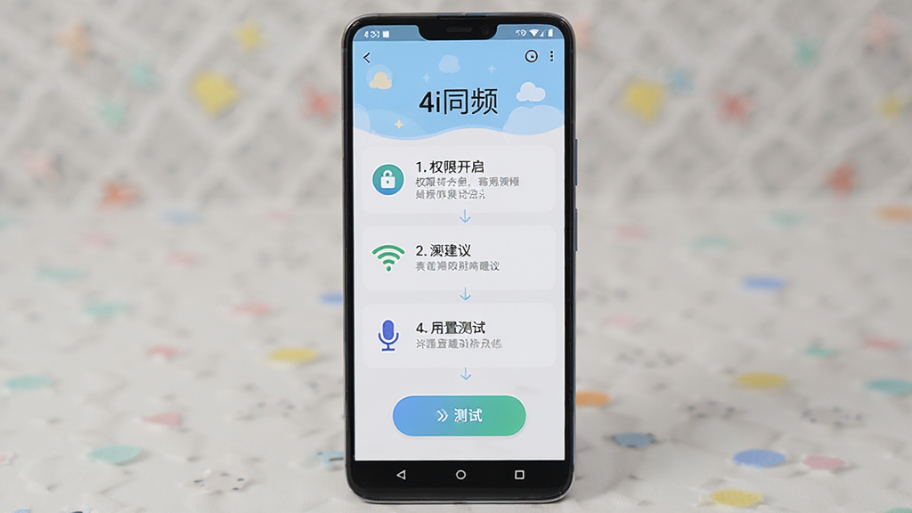����Ϊһ����׿�ֻ�չʾ4iͬƵ������������ҳ�棬����Ϊ�ֻ��������У��Ű�ֲ�չʾ�����Ϊ�Ѻ���ʾ�磬ϸ�ڰ���Ȩ�޿�����ʾ��WiFi����ͼ�ꡢ��˷���԰�ť�����������֡�4iͬƵ���ɼ������ʸ��壬�ɾ����޶���Ԫ��