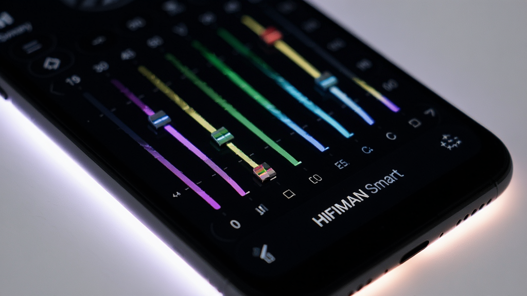 һ���ֻ���Ļ��д����ʾ HIFIMAN Smart �ľ��������ڽ��棬������ɫƵ�λ�����������У�����ײ���