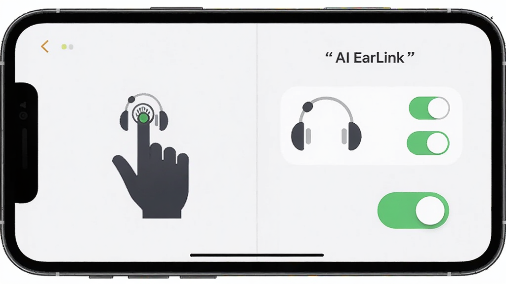 ����Ϊ�ֻ���Ļչʾ AI EarLink ������������������棬����Ϊ���ҷ��������Ϊ����ʾ��ͼ���Ҳ�Ϊ����ѡ��Ű��࣬���Ϊǳɫ��Լ UI��ϸ�ڰ�����ָ���ͼ�ꡢ�������������ذ�ť�����������ֱ��������д��AI EarLink�������ʸ���ɾ��޶���Ԫ��