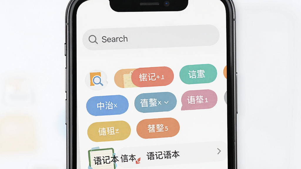 �������ֻ���Ļ��ʾ������ͱ�ǩ�ƽ��棬����Ϊ�Ϸ��������·���ǩ�����Ű����룬���Ϊǳɫϵ��ƽ����ƣ�ϸ�ڰ����Ŵ�ͼ�ꡢ��ɫ��ǩ�顢�ʼ������б������֡���Ǳ���������Ϊ���塢�ɾ����޶���Ԫ��