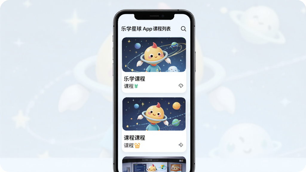 ��ѧ����App�γ��б�ҳ��չʾͼ���ֻ���Ļ����ʾ����γ̿�Ƭ�������У�ÿ����Ƭ���пγ̷���ͼ�ͱ��⣬���������¼�࣬ǳɫ�����������Ű棬���������ɾ�