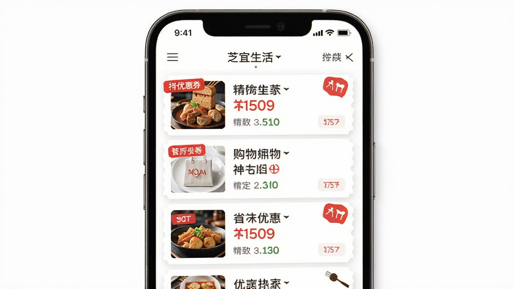 һ��չʾ֥������APP�Ż�ȯҳ����ֻ���ͼ������Ϊ�ֻ���Ļ��ʾ�����̼��Ż��б�������������������ۿ���Ϣ������Ϊ���¹���ʽ�б�������ִ����̷磬ϸ�����Ż�ȯ����Ŀ�ĺ�ɫ��ǩ������Ϊ��ɫ�����ʸ��壬�ɾ����޶���Ԫ��
