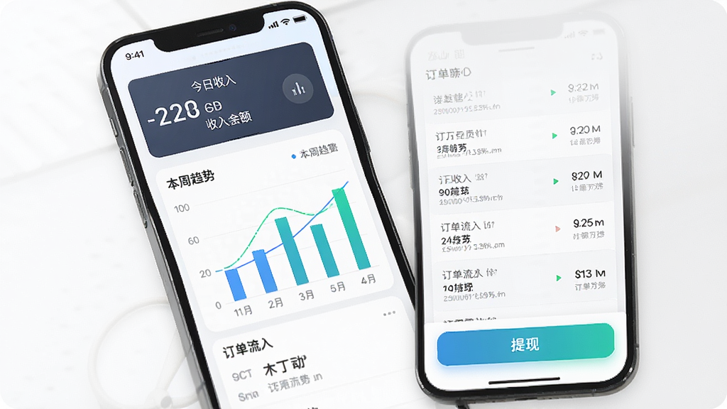 ľ��˾��APP����ͳ��ҳ�棬����Ϊ�ֻ���Ļ������Ϊ������Ƭ���в���״ͼ���б����ײ����ְ�ť�����Ϊ���������ݿ���UI��ϸ�ڰ��������������֡�����������״ͼ��������ˮ�б������ְ�ť����ɫ����������������ɾ����޶���Ԫ��