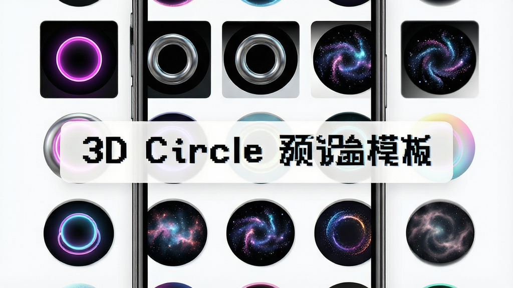 һ��չʾ3D CircleԤ��ģ�������ͼ������Ϊ�ֻ���Ļ��������ʽ���ж����ͬ��������Բ������ͼ������Ϊ�ٲ���ʽ���Ű����룬���Ϊ����������ϸ�ڰ����޺���򡢽���Բ�����������Ƶ�Ԥ��Сͼ�������������޶���Ԫ�أ����������ֱ�ע��3D Circle Ԥ��ģ�塱��