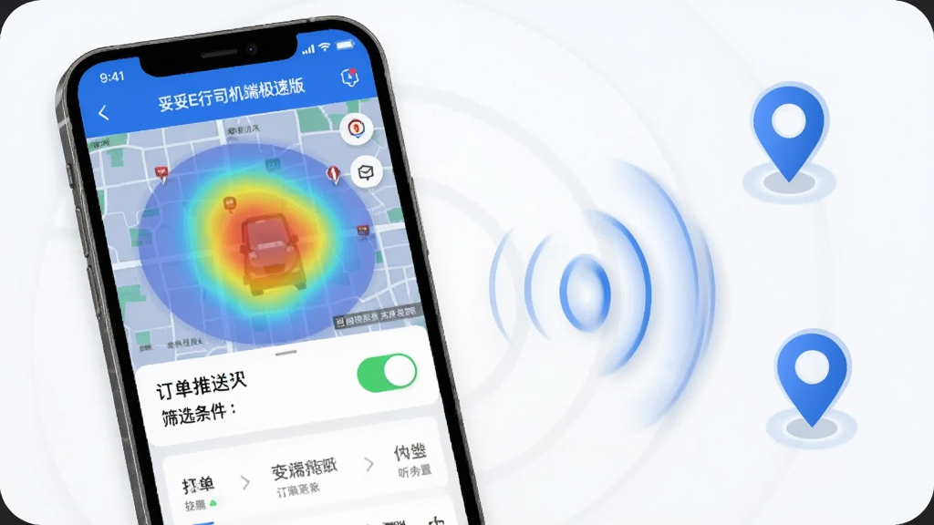 ����չʾ������E��˾���˼��ٰ桱���������ý��棬�ֻ���Ļ�ڿɼ���ͼ����ͼ���������Ϳ��غ�ɸѡ�������ֻ����г�����״ﲨ�ƺͶ�λͼ�꣬��ʾ�������ͣ����������������׻���ɫ���Ű�������ϸ�ڷḻ�����ʸ��壬������Ԫ�ء�