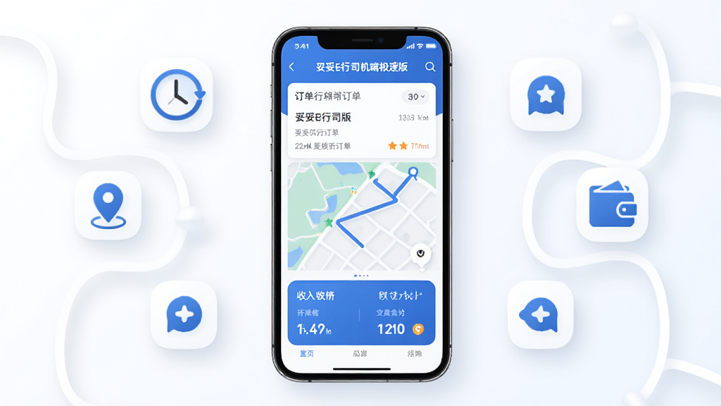 ��������չʾ������E��˾���˼��ٰ桱���г̹���ҳ�棬�ֻ���Ļ����ʾ�����б�����ͼ·�ߺ�����ͳ�ƿ�Ƭ����Χ����ʱ�ӡ���λ��Ǯ����Сͼ�ꣻ�������Լ�ִ���������ɫ���Ű����룬ϸ�����������ʸ��壬�ɾ��޶���Ԫ�ء�
