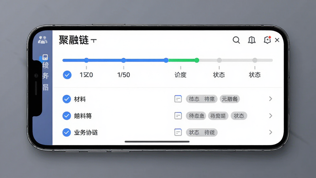��������ҵҵ��Эͬ���棬����Ϊһ��������õ��ֻ�����Ļ��չʾҵ������ʱ������״̬��ǩ������Ϊ���½ṹ���Ϸ�Ϊ���������·�Ϊ�����б����Ű���������Ϊ������磬ϸ���ϰ�����ɫ��ѡͼ�����ɫ�����ǣ���������������ɾ����޶���Ԫ�ء�
