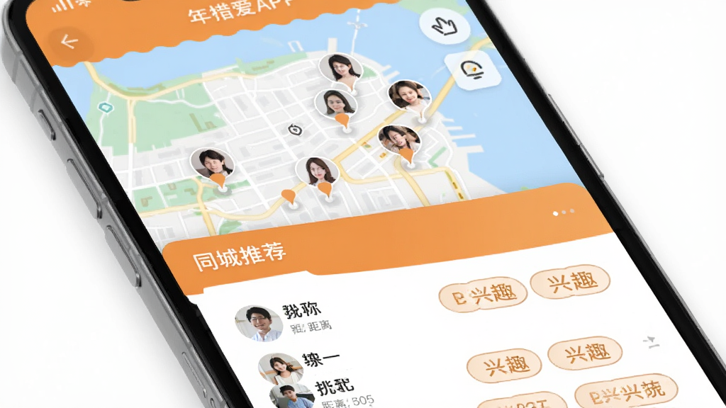 ����ϧ��APP��ͬ���Ƽ�ҳ���ͼ��������ʾ��ͼ���ж���û�ͷ���ǣ��·��б�չʾ�����û����ǳơ��������Ȥ��ǩ��������ɫΪů��ɫ�Ͱ�ɫ������ִ���࣬ϸ�����������ʸ��壬�ɾ��޶���Ԫ��