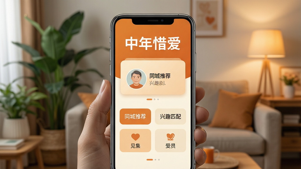 ����������һ�������ֻ�����Ļ����ʾ����ϧ��APP�������棬�������ů��ɫ���װ�ɫ���䣬�����С�����ϧ�����ĸ����֣��м����û�ͷ��Ƭ�͡�ͬ���Ƽ�������Ȥƥ�䡱�ȹ��ܰ�ť����������ܰ�ļ�ͥ��������������ֲ��ůɫ̨�ƣ�������дʵ��ů��ϸ�����������ʸ��壬�ɾ��޶���Ԫ��