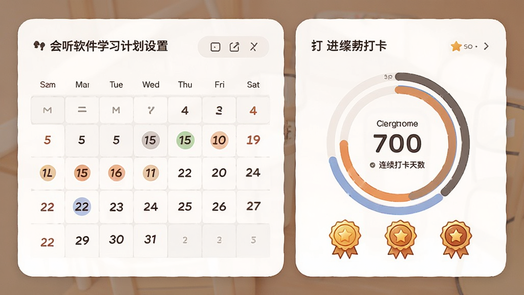 ��������ѧϰ�ƻ����ý��棬����Ϊ��������ͼ�ͽ��Ȼ���ͼ�����ֲ��ÿ�Ƭʽ�����Ű棬�����ܰ������ϸ�ڰ���Ŀ�����֡������������ͳɾͻ��£����ʸ���ɾ��޶���Ԫ��