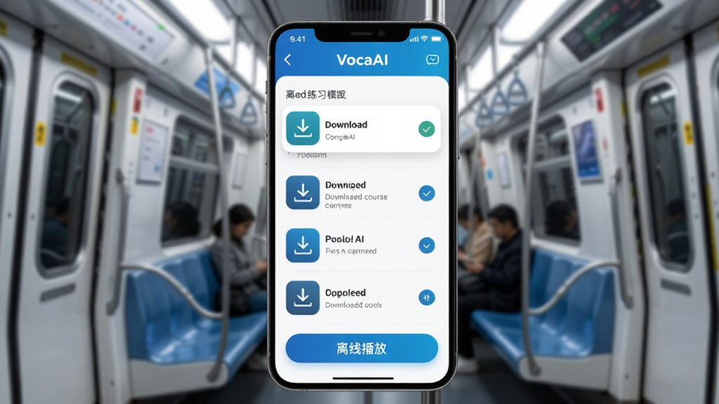 VocaAI������ϰģʽ���棬�ֻ���Ļ��ʾ�����ؿγ��б������߲��Ű�ť������Ϊ�������ỷ�������ּ�����ˣ�����ִ��Ƽ��У�ϸ�ڰ����������ͼ����