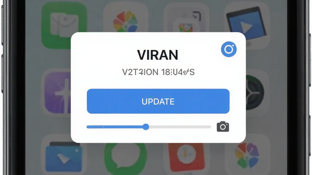 �������ֻ���Ļ������VIRAN��������ʾ���ڣ�����Ϊ���е����Ű棬���Ϊ��ƽ��UI��ƣ�ϸ�ڰ����汾�����֡����°�ť�������������ͼ�꣬�����������ɾ����޶���Ԫ��