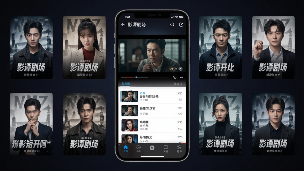 Ӱ̷�糡�ֻ�APP����չʾ������������һ�������ֻ�����Ļ����ʾӰ̷�糡�̾粥�Ž��棬���������̾续�桢�缯�б��͵ײ�������������Ϊ��ɫ���䣬��Χ���ƶಿ���Ŷ̾���溣�������岼���������Ű����룬����ִ��Ƽ��У�ϸ�ھ��£����ʸ��壬�ɾ����޶���Ԫ��