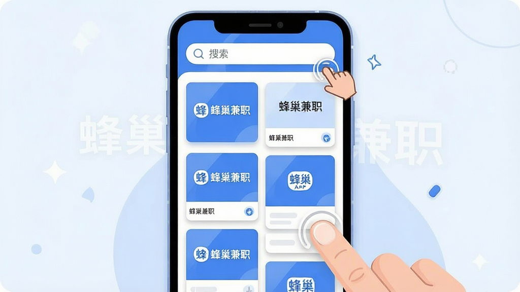 һ��չ�ַ䳲��ְAPP��λ�б�ҳ����ֻ���ͼ���廭�������������ֻ���Ļ����Ļ�����������Ų�ͬ���ļ�ְ��Ƭ��ÿ����Ƭ���С��䳲��ְ����Сlogoˮӡ������Ϊ���½ṹ���Ϸ������������·����ٲ�����Ƭ�����Ϊ�ִ�UI��Ƹв廭��ɫ�����£�����ɫ�Ͱ�ɫΪ������ϸ���Ͽ�Ƭ����΢����ͶӰ����Ļ��Ե����ָ����Ķ���ʾ�⡣�����������ɾ����޶���Ԫ�ء�