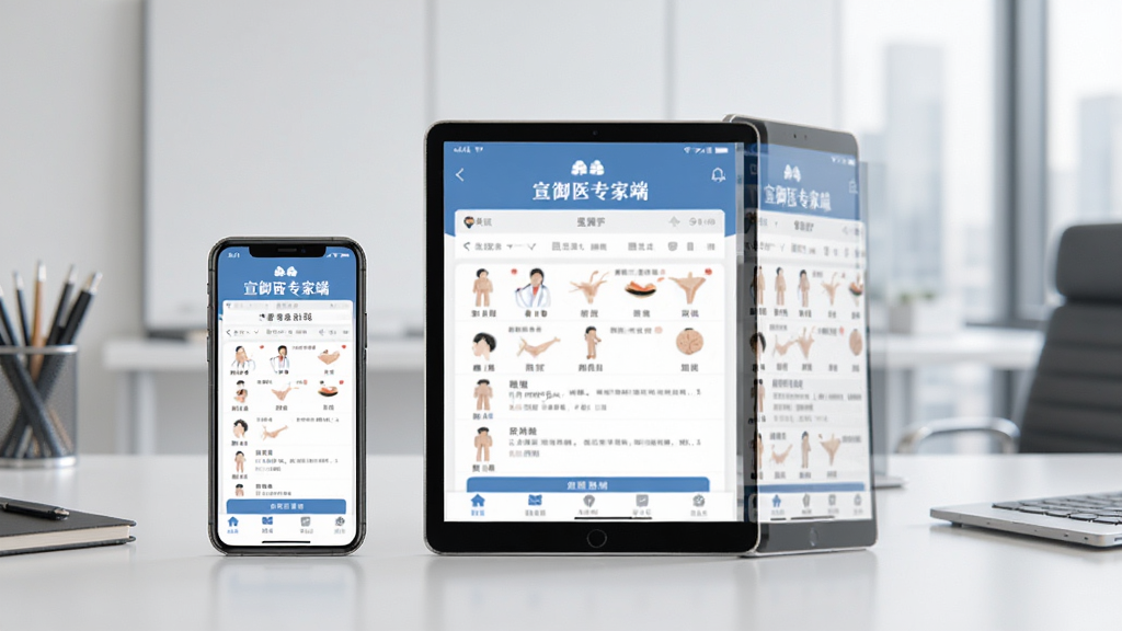 ��̨�豸�ֻ�ƽ����Բ���չʾͬһ��ҽ����Ӧ�ý��棬��Ļ�о���