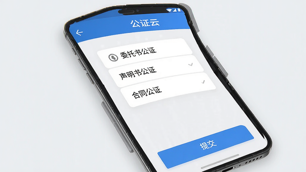 ��֤�����߹�֤����ҳ�棬�ֻ���Ļ��ʾ��֤�����б�������ί���鹫֤�������鹫֤����ͬ��֤����Ŀ��ҳ�涥���С���֤�ơ����֣��ײ����ύ��ť������Ϊ����ɫ��������ɫ�����������ʽ������ϸ�ڸɾ����޶���Ԫ��