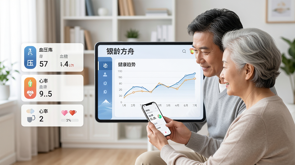 ��������չʾ�����䷽�ۡ������������棬�����Ѫѹ��Ѫ�ǡ����ʵ����ݿ�Ƭ���Ҳ�����������ͼ��һλ������Ů�������ֻ������Ե�����ĸ�ײ鿴�������ݣ������������ľӼ��鷿���������ҶԳƣ�����ִ���Լ��ϸ�����������ʸ��壬�ɾ����޶���Ԫ��