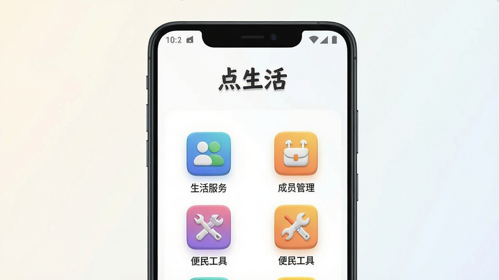 һ��չʾ������app���Ľ�����ֻ�����ͼ������������һ��������׿�ֻ����ֻ���Ļ����ʾ������Ӧ�õ���ҳ����ҳ�����С���������ֱ�ʶ���в�������������񡢳�Ա���������񹤾ߵȲ�ɫ����ͼ�꣬���岼��Ϊ���й�ͼ������Ϊǳɫ���䣬������ִ���ϸ����ͼ�������΢����У����������ɾ����޶���Ԫ��