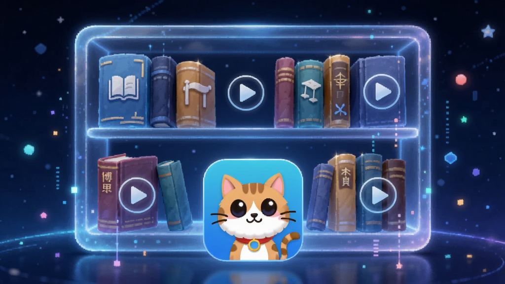 һ��չʾ������Դ��Ĳ廭������������һ�������������ܣ�����������Ŵ��в�ͬѧ�Ʒ��ŵ��鼮�Ͳ��Ű�ť�����ǰ��Ư���Ų�˼è��ѧ��Ӧ��ͼ�ꡣ���ֲ��öԳ�ʽ��ͼ������Ϊ����ɫ�ǿա����Ϊ�λÿƼ��磬ϸ�ڰ��������������Ư�����������ӡ�����ϸ�壬ɫ�ʶԱ��������޶���Ԫ�ء�