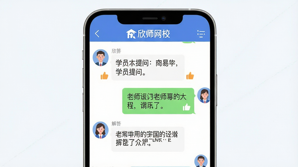��������Ϊ�ֻ�������棬��ʾѧԱ��������ʦ���ĶԻ����ݣ����涥���С���ʦ��У����ʶ������Ϊ�ֻ���Ļ��д���С��Ű�ģ����ʵ���쳡�������Ϊ���UI���廭��ϸ�ڰ�����ʦͷ�����ֽ�����ݡ�����ͼ�ꡣ���ʸ��壬����ɾ����޶���Ԫ�ء�