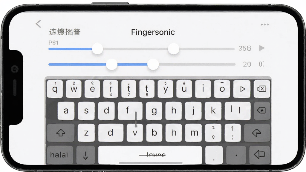 һ��չʾ Fingersonic �Զ�����̲��ֹ��ܵĽ����ͼ���ͼƬ�������������ֻ���Ļ����ʾ�ſ���ק���ڵļ���������壬���ֲ��þ�����д�����Ϊ�����ƶ�Ӧ��UIչʾ��ϸ����ͻ������ؼ������Ԥ�����򣬻����������ɾ����޶���Ԫ��