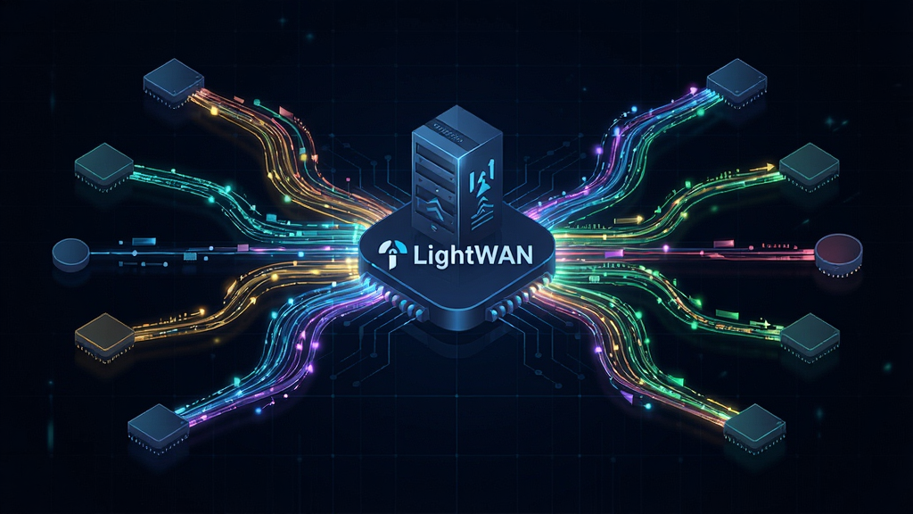 һ��չʾLightWAN����ѡ·���ܵ�ʾ��ͼ�������ж�����ɫ�������Ӳ�ͬ�ڵ��۵����ķ�����������λ�ñ�ע��LightWAN����־���������÷���������ʾ������Ϊ��ɫ���񣬷����Ƽ����Ű�Գƣ������������޶���Ԫ��