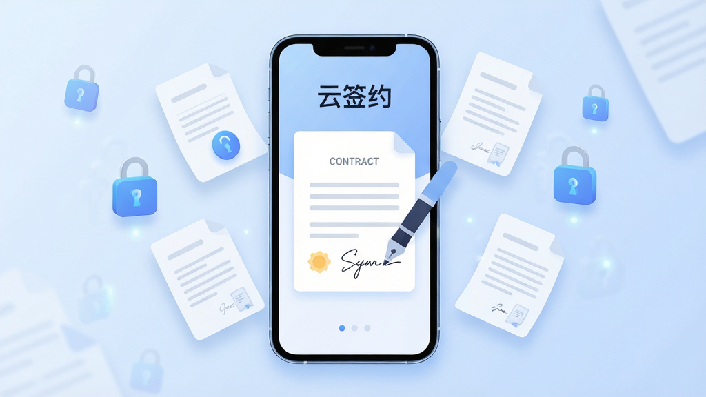 ����������һ�������ֻ�����Ļ��ʾ����ǩԼ��Ӧ�ý��棬�������к�ͬ�ĵ���ǩ����ͼ�����ֻ���Χ������Ư���ĺ�ֽͬ����������ͼ�꣬����Ϊ����ɫ���䣬���ֲ��þ��й�ͼ�����Ϊ��ƽ���Ƽ���Լ�磬ϸ�ڰ��������Ӱ��Բ��ͼ�ꡢ���������֡���ǩԼ�������ʸ��壬�ɾ����޶���Ԫ��