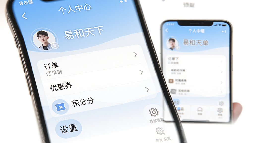 �׺�����APP��������ҳ�棬�ֻ���Ļ��չʾ�û�ͷ�񡢶����б����Ż�ȯ�����֡����õ�ѡ����沼������������࣬�����������ɾ����޶���Ԫ��