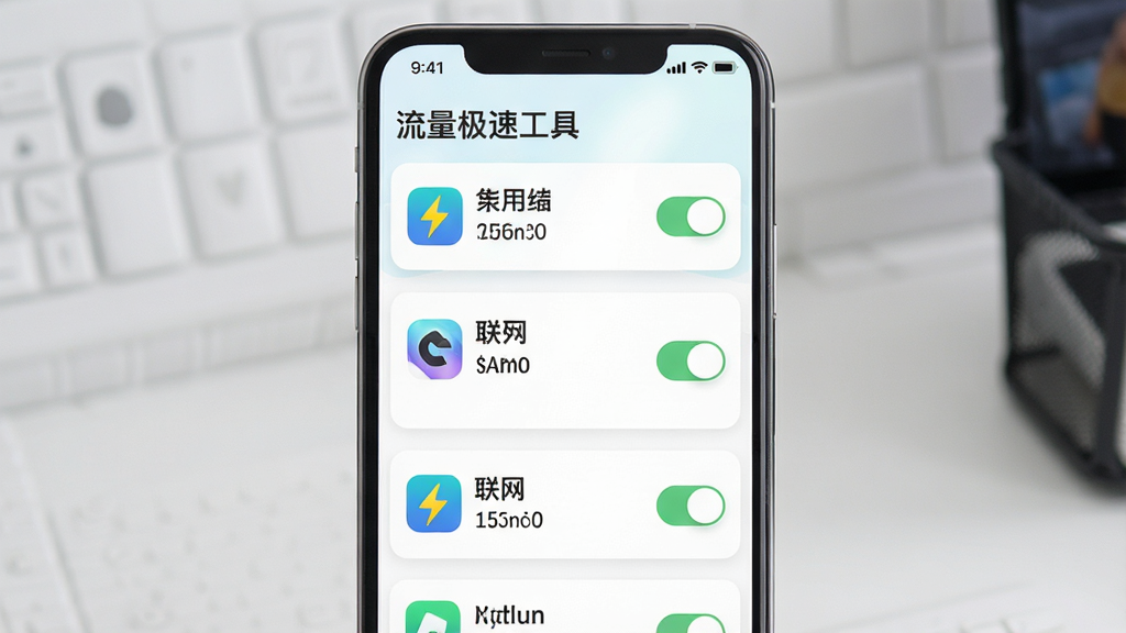 主体为手机应用流量管理列表页面,布局为纵向滚动列表,排版上