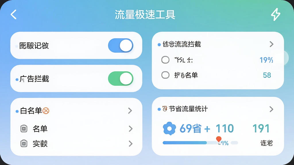主体为手机省流模式设置页面,布局为上下分栏,排版上