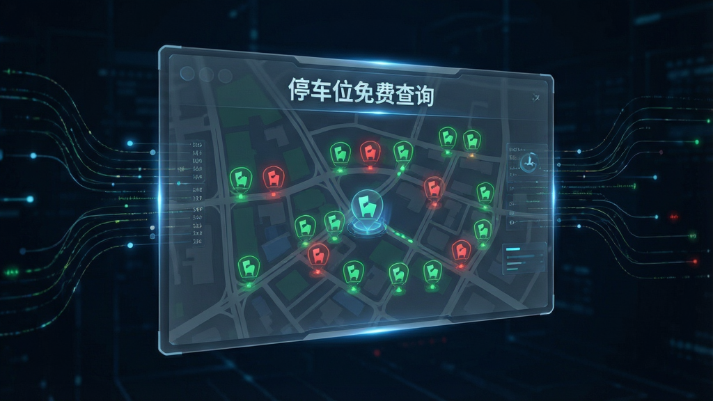 一张展示实时数据更新概念的科技风格图片,画面主体是一个悬浮在空中的半透明数字地图面板,面板上显示着
