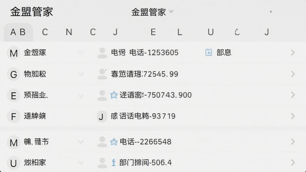 �����˹ܼҡ�ͨѶ¼���棬����ĸ˳�����е�Ա�������б��������չ����ʾ�绰�����벿����Ϣ����������ˬ����������������Ϊǳ��ɫ�����ʸɾ����޶���Ԫ��