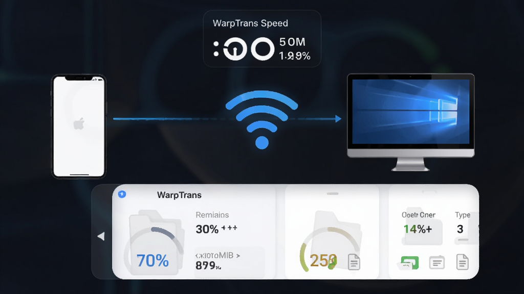 WarpTrans ���������书�ܽ��棬��������Ϊ�ֻ������֮��ͨ��WiFi�ź�ͼ�����ӣ�����Ϊ�Ϸ���ʾ�����ٶ���ֵ�·���ʾ�ļ��б����Ű���ÿ�Ƭʽ��ƣ����Ϊ�ִ���Լ�Ƽ��磬ϸ�ڰ������Ȱٷֱȡ�ʣ��ʱ�䡢�ļ�����ͼ�꣬�������� �ɾ� �޶���Ԫ��