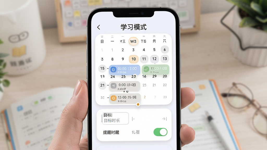 ����Ϊѧϰģʽ�ƻ��趨���棻����Ϊ�ֻ���Ļչʾ������ʱ��ѡ�������Ű�Ϊ���в��֣�������ʾ