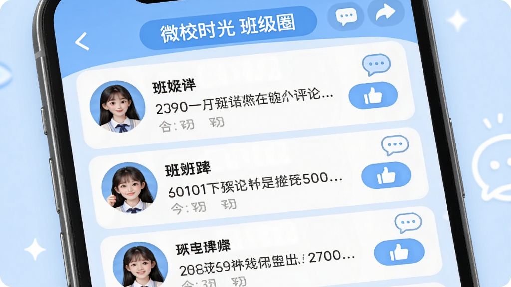 ΢Уʱ��༶Ȧ���棬�ֻ���Ļչʾ�༶��Ա�����������б�������ͷ���ǳơ��������ݺ͵��ް�ť������Ϊ����ɫ����Ʒ��������죬ϸ�����������ݡ�����ͼ�ꡢ�༶���ƺ�������ʸ��壬������Ԫ��
