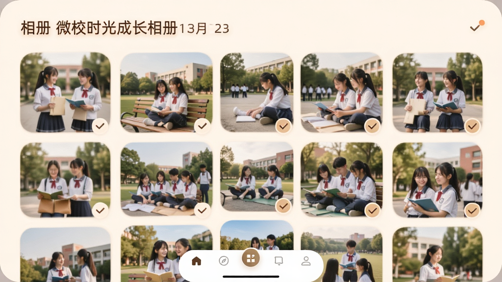 ΢Уʱ��ɳ������棬�ֻ���Ļ��ʾ����״����Ƭǽ����Ƭ����Ϊѧ����У԰��ĳ�����������������ƺ����ڣ������ܰ��ͣ�ϸ�ڰ�����ƬԲ�ǡ�ѡ��״̬�ĶԹ����ײ�����������������������ɾ�