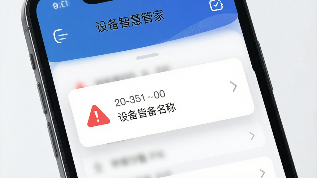 һ��չʾ���豸�ǻ۹ܼҡ�ʵʱ�澯���͹��ܵ�ͼƬ������Ϊһ���ֻ�����Ļ�е����澯֪ͨ��Ƭ������Ϊ���������ʽ���Ű��࣬���Ϊ�ִ��ƶ���UI�磬ϸ�ڰ�����ɫ�澯ͼ�ꡢʱ������豸���ƣ����ʸ��壬�ɾ����޶���Ԫ��