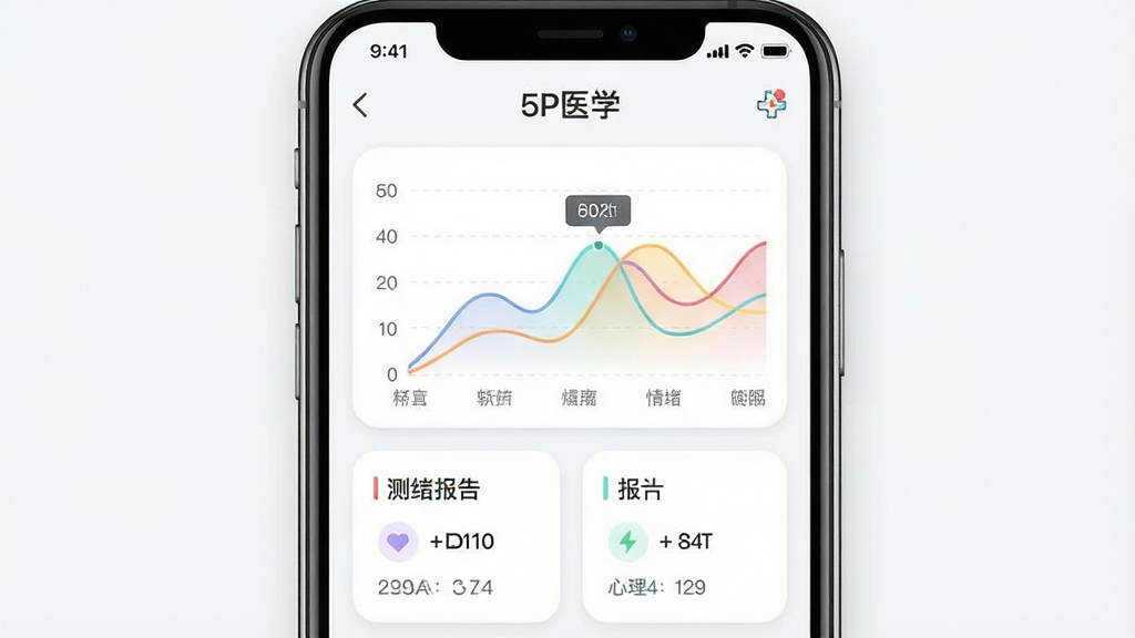 һ��չʾ5PҽѧAPP��������������׷�ٽ�����ֻ���ͼ�������������ֻ���Ļ��ʾ��ɫ��������ͼ�Ͳ������濨Ƭ�������С�5Pҽѧ�����⣬����Ϊ���½ṹ������Լרҵ��ϸ�ڰ�����͵�ͼ����ɫ����������ֵ��ע��Բ�ǿ�Ƭ��ƣ����ʸ��壬�����ɾ��޶���Ԫ��