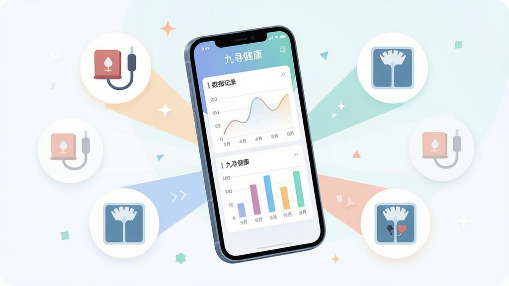 ��������Ϊ��Ѱ����APP�����ݼ�¼���棬������չʾ����ͼ����״ͼ��ͼ��ɫ����͡��ֻ������ڻ������룬��Χ������Ѫѹ�ơ����سӵȼ�Լͼ�ꡣ���ֲ��÷�ɢʽ��ͼ��ͻ�����ݿ��ӻ������Ϊ��ƽ���Ƽ��廭��ϸ����ǿ��ͼ���������Ⱥͽ�������ࡣ�����д��С���Ѱ���������ֱ�ʶ�������������ɾ����޶���Ԫ�ء�