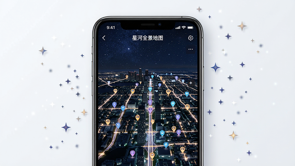 һ��չʾ�ֻ���Ļ��ͼƬ����Ļ����ʾ�š��Ǻ�ȫ����ͼ��Ӧ�ý��棬���������Ǹ���ĳ���ҹ������ͼ�����з���Ľֵ������͵ر��ע��������������ǿգ��ֻ���Χɢ����һЩ΢С�����ǹ�㣬������Ƽ���ʮ�㣬����ɾ��������������޶���Ԫ��