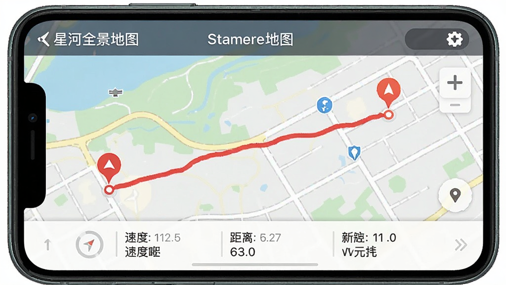һ���ֻ������ͼ����ʾ���Ǻ�ȫ����ͼ���Ĺ켣��¼ҳ�棬��ͼ����һ����ɫ���˶��켣�ߣ������յ��б�ǣ�����ײ����ٶȡ���������ݣ�����࣬�����������޶���Ԫ��