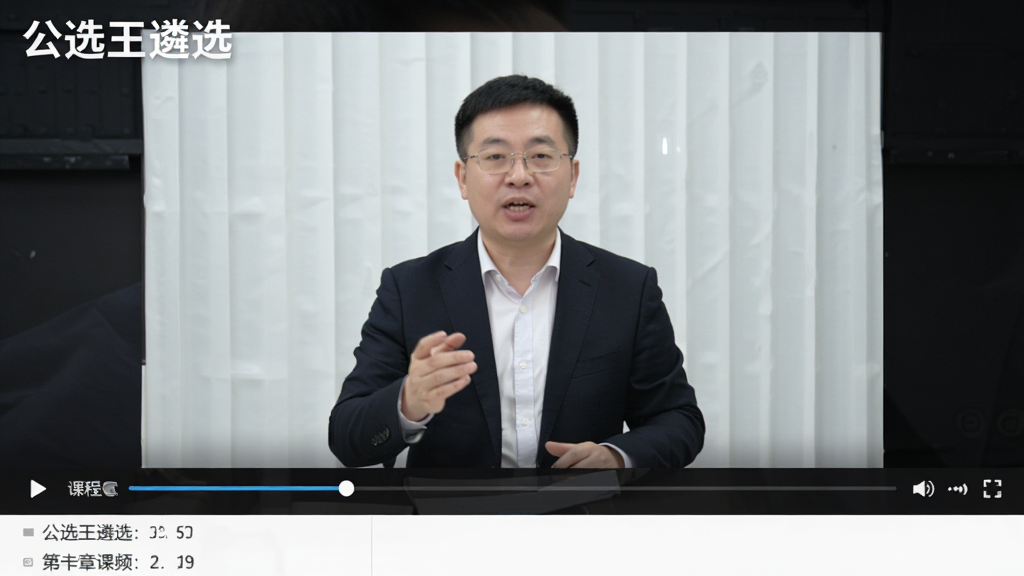 һ�Ź�ѡ����ѡ������Ƶ�γ̲��Ž��棬��Ļ������ʾ��ʦ�ڿλ��棬�·��пγ̽��������½��б���ҳ�����Ͻ���