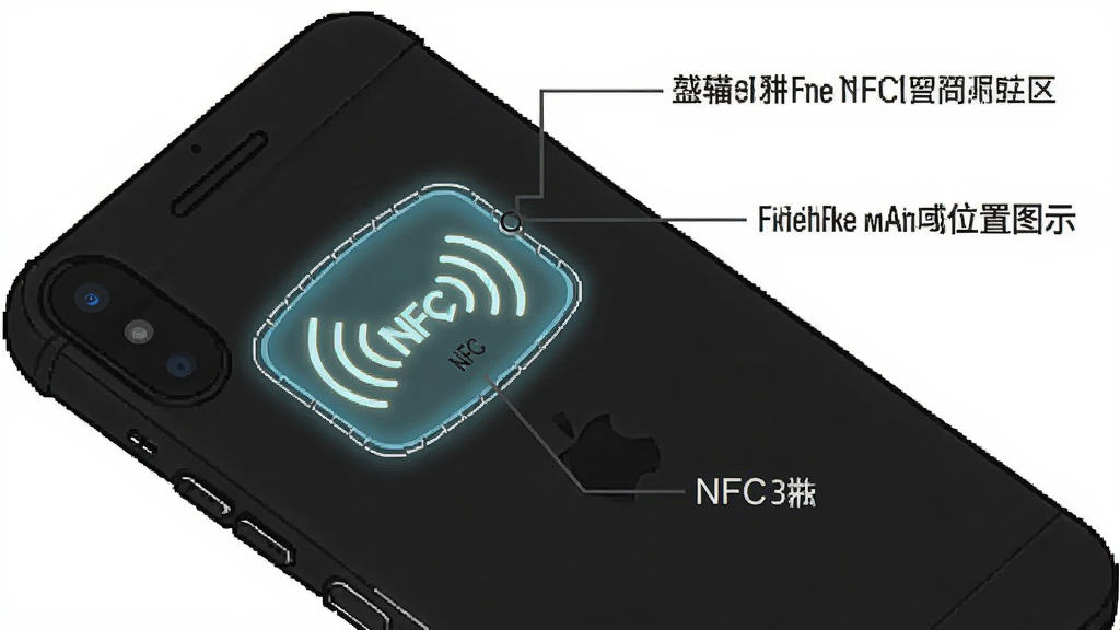Կ��NFC�ֻ�NFC��Ӧ��λ��ʾ��ͼ������չʾ�ֻ������ע��Ӧ���򣬲���Ϊ�ֻ��߸�Ӹ��������Ű��࣬���˵��ͼʾ��ϸ�ڰ���NFC���Ʊ�ʶ�����ֱ�ע�����ʸ��壬�ɾ����޶���Ԫ��