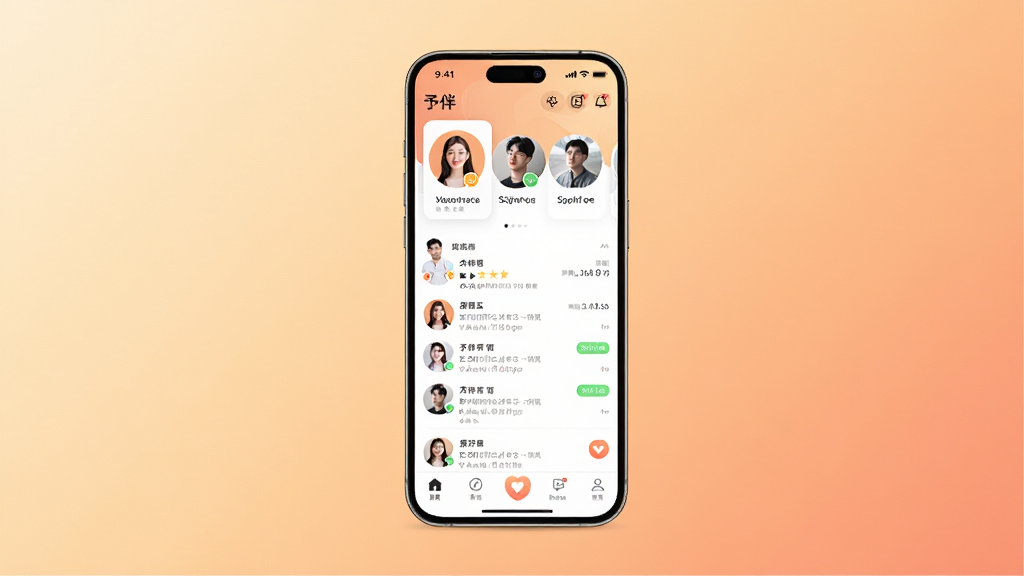 һ��չʾ���APP���Ľ�����ֻ�����ͼ������������һ���ִ������ֻ�����Ļ����ʾ��齻����������ҳ�������û�ͷ��Ƭ�������б��͵ײ�������������Ϊ��͵�ůɫ�����䣬������¼�࣬ϸ�ھ��£����ʸ��壬�ɾ��޶���Ԫ�ء�