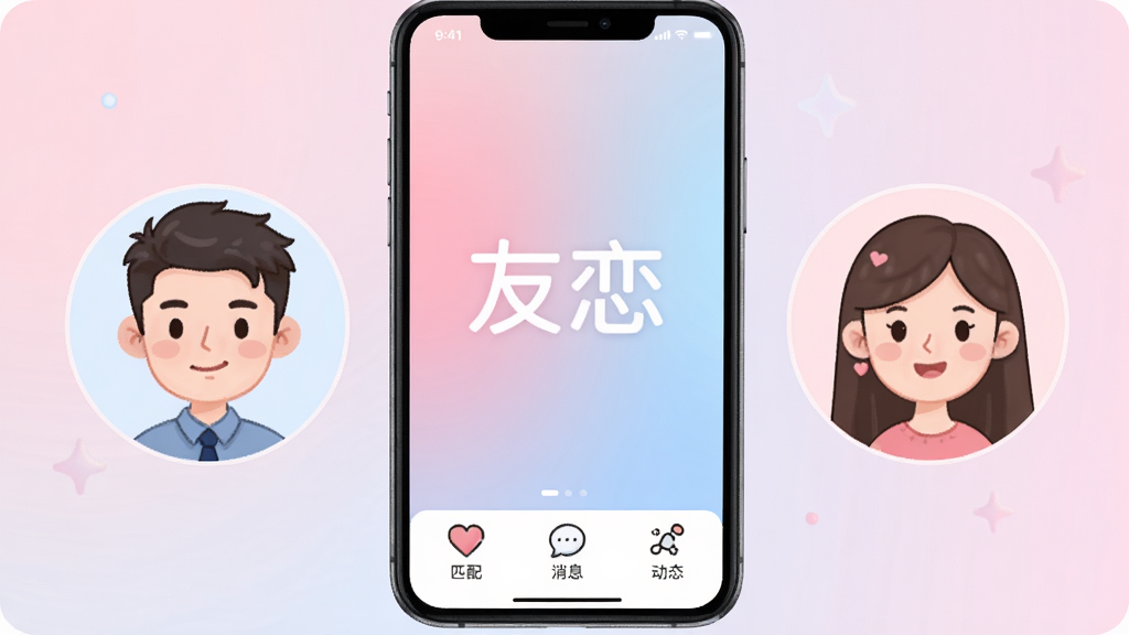 �ֻ���Ļ������ʾ��������Ӧ�ý��棬���������ǿ�ͨ������Ů�û�ͷ�񣬱���Ϊ��͵ķ������䣬�ײ��С�ƥ�䡱����Ϣ������̬������ͼ�꣬���������¼�Լ������ɾ��޶���Ԫ�أ����廭��