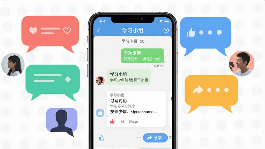 һ��չʾ��������App��Ⱥ���������Ч��ͼ���������ֻ���Ļ��ʾѧϰС���������ͻ������ۿ�Ƭ�������Ƕ�ʵĶԻ����ݺ�����ͷ���Ӱ���������Ѻã�ϸ�ڰ�������ͼ��ͷ�����ť�����廭�ʣ��ɾ��޶���Ԫ��