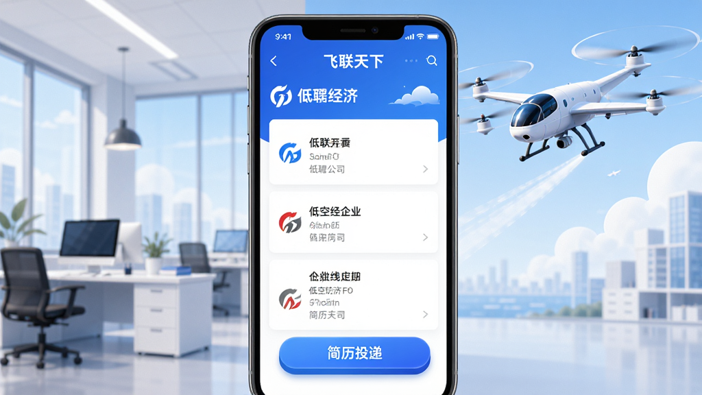 ���������ǡ��������¡�APP����Ƹҳ�棬ҳ������ʾ�Ϳվ�����ҵ����Ƹ��λ�б��ͼ���Ͷ�ݰ�ť������Ϊ�ֻ���Ļ���У������ǰ칫�����������ϵĲ廭���Ű�������·ֲ㣻���Ϊ����Ƽ��磬������죻ϸ�ڰ�����λ���ơ���˾Logo��Ͷ�ݰ�ť������Ч��������Ϊ���塢�ɾ����޶���Ԫ��