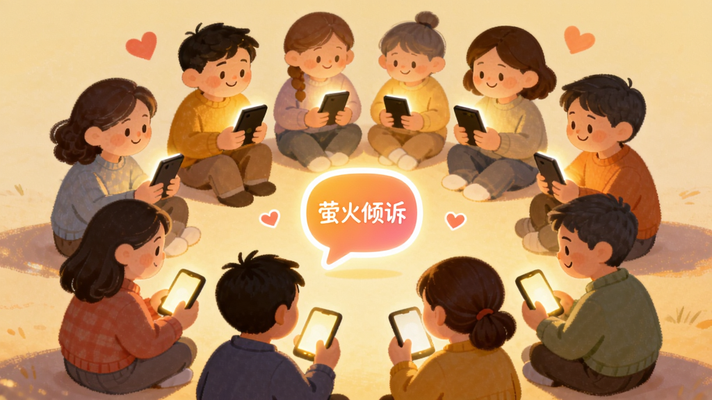 һ�������ů������Χ�Ĳ廭�������ж����ͬ������Ա��С��Χ����һ��ԲȦ��ÿ�������ж������ֻ����ֻ���Ļ������ů�Ĺ⣬ԲȦ����Ư���š�ө�����ߡ��ĶԻ���ͼ�꣬��������͵�ůɫ�������ֲ���Բ�λ��ƹ�ͼ�������ܰ�Ѻã�ϸ�ڰ����������ϵ�΢Ц�Ϳ��еİ��ķ��ţ����ʸ��壬�ɾ��������޶���Ԫ��