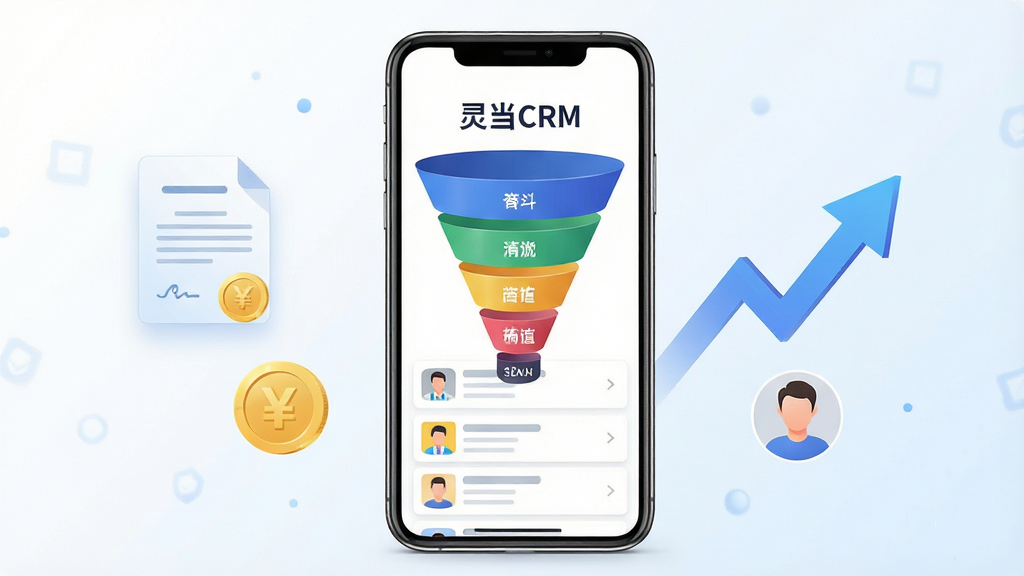 һ��չʾ�鵱CRM����©�����̻��������ܵĳ���ͼ������������һ���ֻ�����Ļ�ڳ��ֲ�ɫ����©��ͼ�����̻���Ƭ�б���©���ӿ���խ��Ϊ����׶Σ��Ա��С��鵱CRM���������ֻ����Ư���ź�ͬͼ��ͽ��ͼ�꣬�Ҳ���������ͷ�Ϳͻ�ͷ�����岼������ƽ�⣬�������Ƽ��У�ϸ�����������ʸɾ�������Ϊ��ɫ��ǳ��ɫ���䣬�޶���Ԫ��