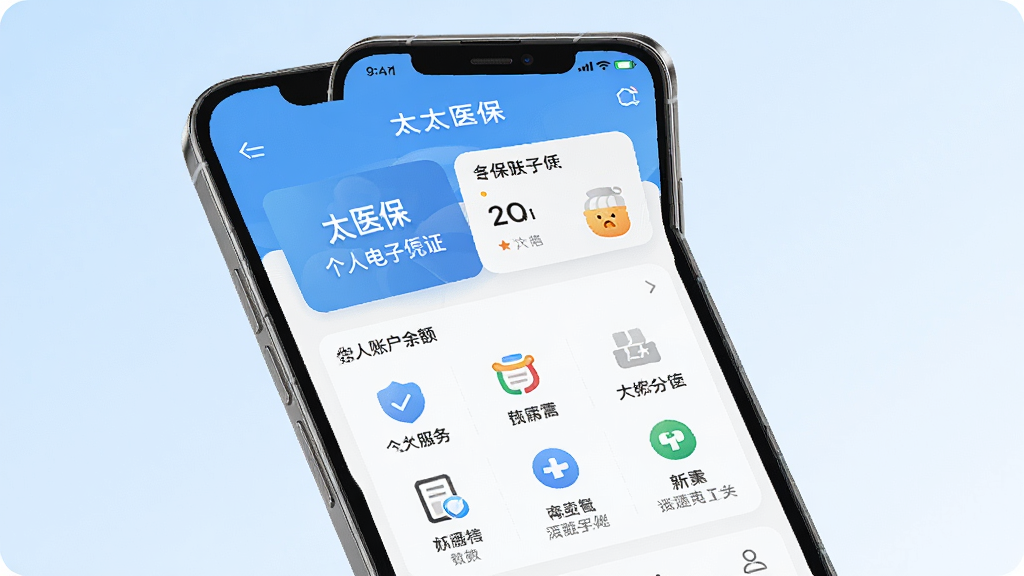 һ��չʾ̫ҽ��App���Ľ�����ֻ�����ͼ������������һ�����������ֻ�����Ļ����ʾ̫ҽ����ҳ���֣�����ҽ������ƾ֤��ڡ������˻���Ƭ�����÷���ͼ�����񣬱���Ϊ�ɾ�ǳ��ɫ���䣬������ִ���ϸ�����������ʸɾ����޶���Ԫ��